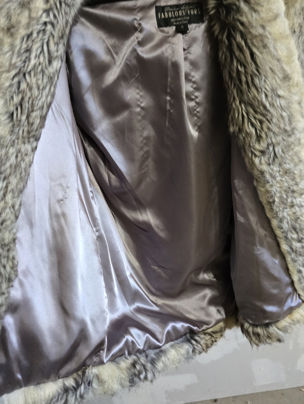 Donna Salyers Fabulous Furs Faux Fur Coat Gray S - Picture 2 of 7